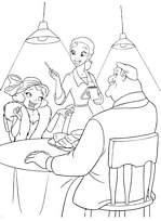 coloriage la princesse et la grenouille a table